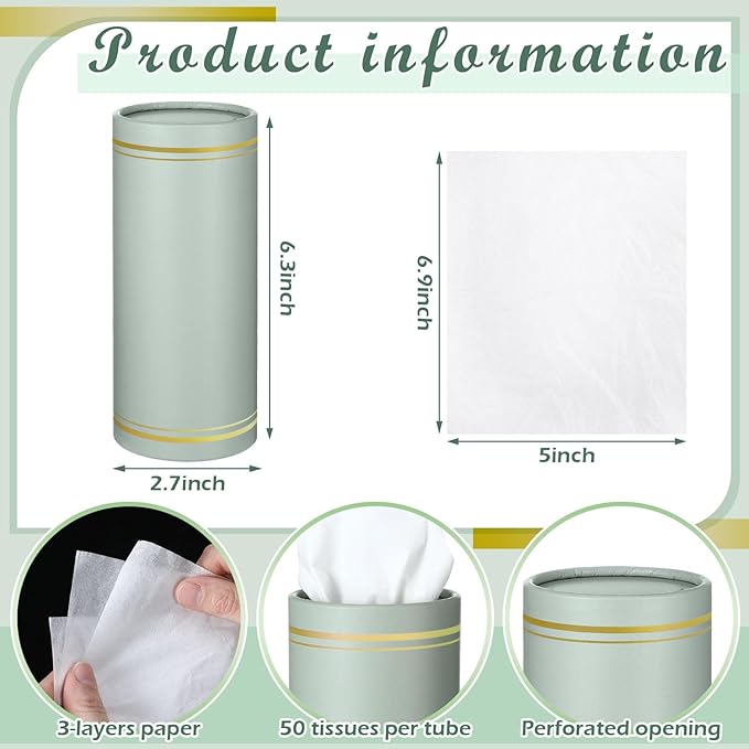 Fourluoo 12 Pack Car Tissue Cylinder Holder Bulk with 3 Ply Facial Tissues, Round Napkin Holders for Cup Holder Cylinder Travel Paper Tubes Bulk Round Napkin Boxes Packs(Multicolor)