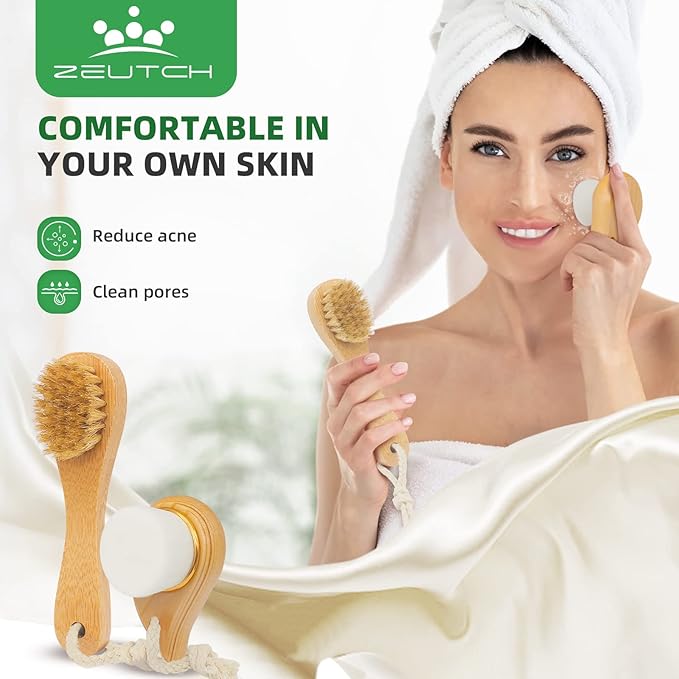 Zeutch Premium Dry Brushing Body Brush Set, Exfoliating & Glowing Skin