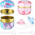 Chengu 2 Sets Body Powder Puff and Container, 2 Soft Puffs 2 Spoon and 2 Dusting Loose Powder Container for Baby Women Home and Travel Use