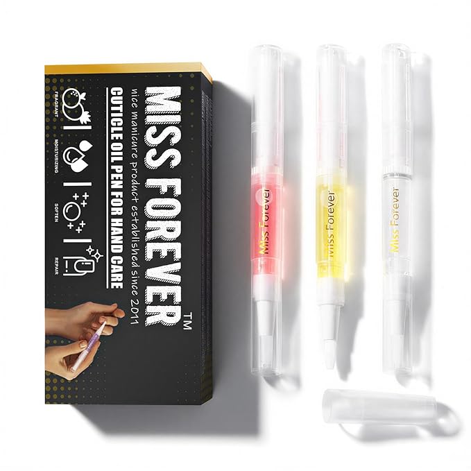 Miss Forever Cuticle Oil Pens - Light Scents Nail Oil Pen for Growth and Strength, Nail Care Mini Vitamins Oil Set with Natural Ingredients, Cutical Repair Bulk for Women Manicure (3 Random Scents)
