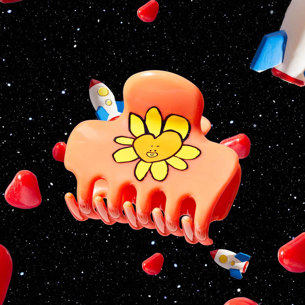 Kitsch BT21 Recycled Plastic Puffy Medium Hair Clips for Women, Medium Claw Clip for Thin & Thick Hair - TATA, 1pc