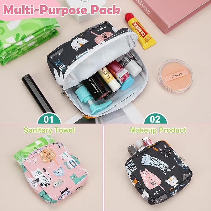 Desing Wish Sanitary Pad Storage Bag Portable Period Bag for Teen Pads/Sanitary Napkins/Small Tampons, Sanitary Napkin Storage Bag First Period Gifts for Teen Girls (Pink Horse)