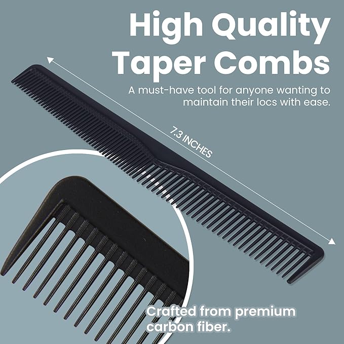 Premium Carbon Fiber Barber Combs - 4 Pack - Heat Resistant Barbers Comb, 7.3 Inch - Ideal for Home and Professional Use, Taper