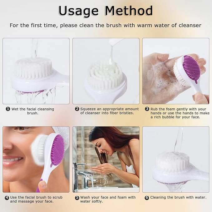 Silicone Exfoliating Face Scrubber, 2 Pack Facial Cleansing Brush Handheld Face Exfoliator Scrubber Double Side Face Brush Cleanser for Deep Cleansing, Blackhead Makeup Removal
