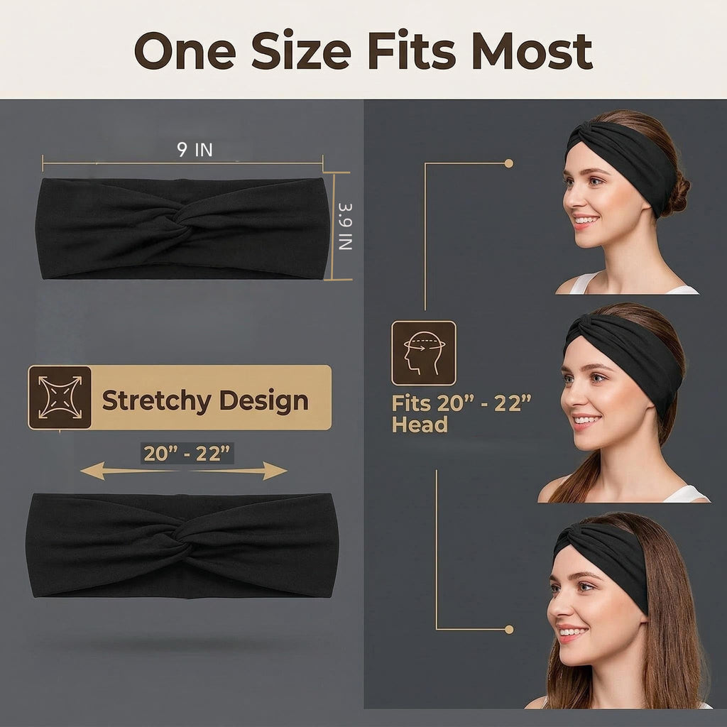 Stretchy Wide Headbands for Women - 12 Pcs Non Slip, Absorbed Sport Headband Soft Twist Knotted Headbands for Daily Life Yoga Workout (12 Color2)