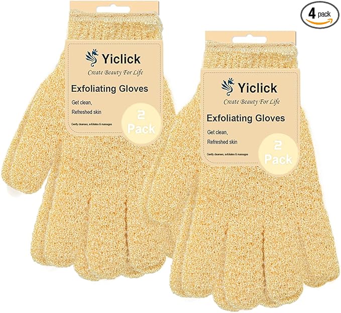 Yiclick Heavy Exfoliating Gloves, Exfoliating Body Scrubber for Bath Shower Exfoliation, Body Scrub Exfoliator for Dead Skin Remover, Exfoliate Sponge Loofah Washcloth Mitt Men Women