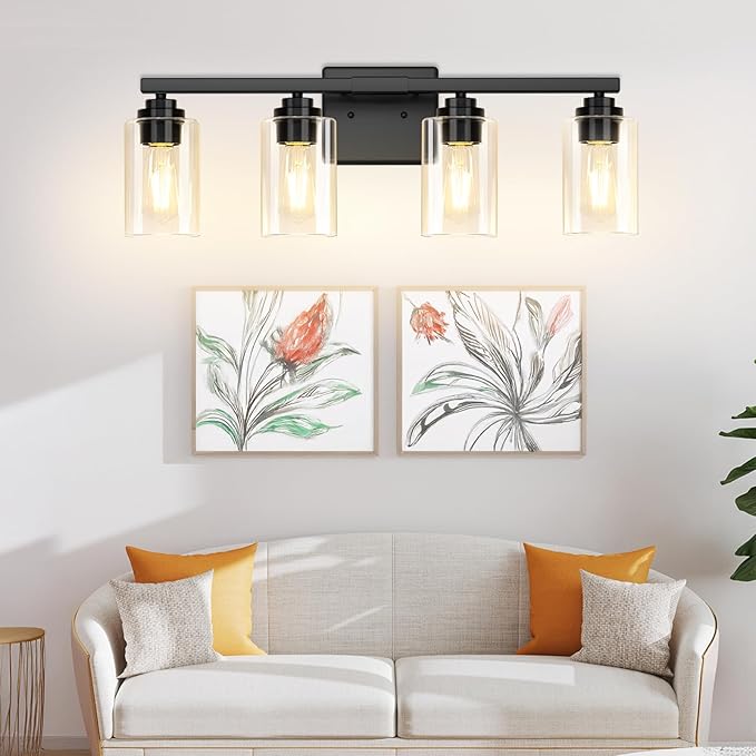 VerRon Black 4 Lights Bathroom Light Fixtures Over Mirror 27 Inches