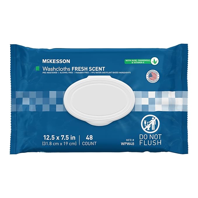 McKesson Washcloth Wipes for Adults, 576 Washcloths)