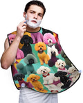 Purple Rose And Skull Print Beard Bib Shaving Apron, Beard Hair Trimming Cape Gift For Dad