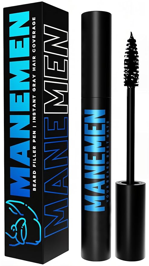 Beard Filler Pen For Men. Instant Gray Hair Coverage. Easy to Use Temporary Color for Beard, Mustache and Eyebrows. All Day Natural Finish - 2-in-1 Formula. Up to 40 Applications (BROWN)
