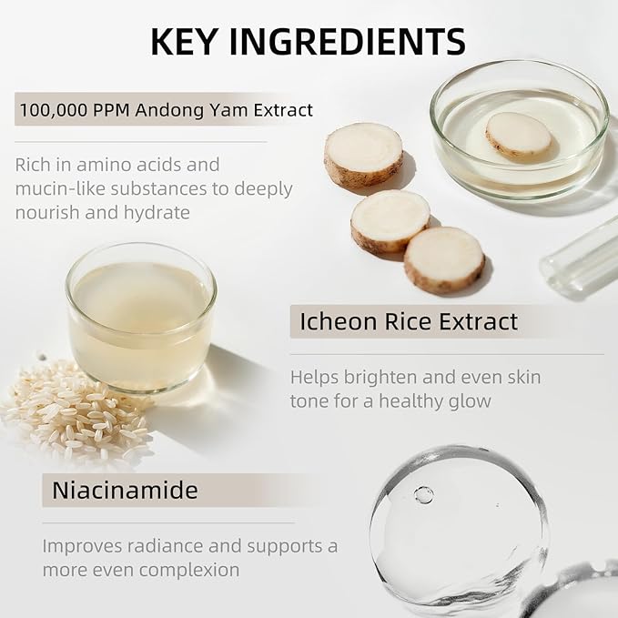 DEEOM Real Yam Brightening Toner, Hydrating Milky Toner for Face with Rice Water, Yam Extract & Niacinamide, Korean Moisturizing Facial Toner, Alcohol Free, Glow Enhancing, 300ml