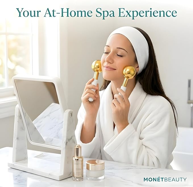Stainless Steel Ice Globes for Facials (Gold), Durable Cryo Globes Instantly Reduce Puffiness, Tighten Pores and Sinus Relief, Facial Massages and Daily Beauty Routines
