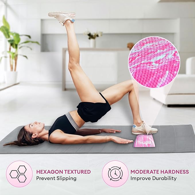 Yes4All EVA Firm Foam Roller for Stretching, Half Yoga Back Roller for Muscle Massage for Pilates, Yoga, Balance & Core Exercises, 36 inches, Unicorn Marble