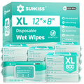 SUNKISS TrustPlus Adult Wet Wipes, Extra Large 8"x12", Unscented, 800Ct