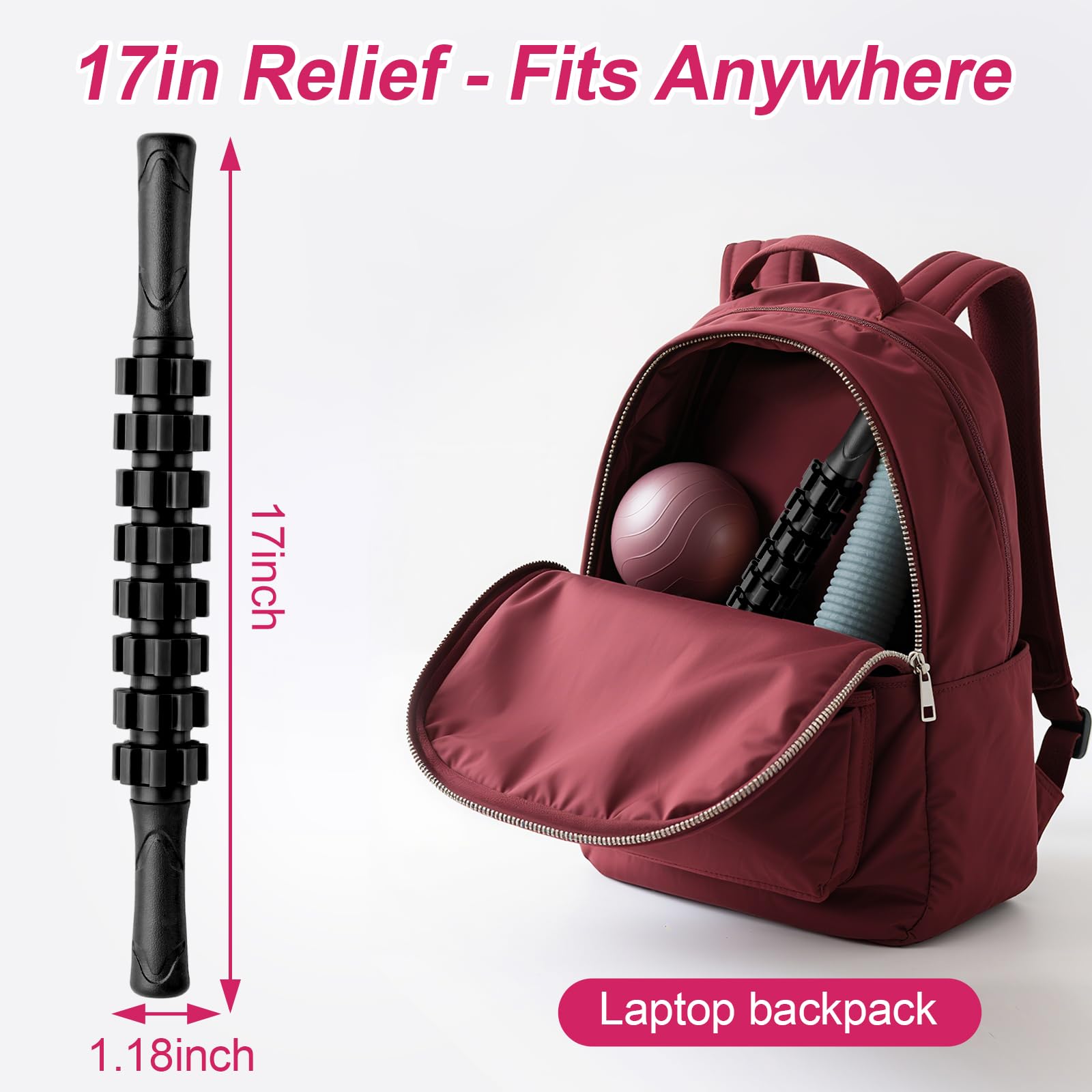 ZanLLW Muscle Roller Stick, Muscle Roller, Liposuction Massage Roller for Lymphatic Drainage, Massager Stick for Relief Muscle Soreness, Trigger Points, Help Exercise Runner Legs, Back Recovery