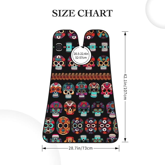 Mexican Skull Print Print Beard Bib Apron For Men, Beard Hair Catcher For Men Shaving Trimming,Beard Cape Cloth