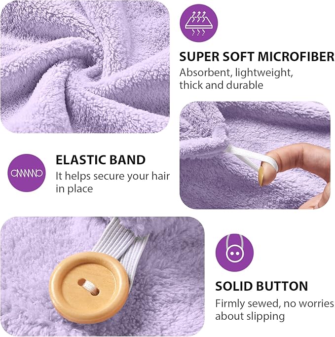 YFONG Larger Microfiber Hair Towel Wrap for Women, Purple, 30" X 10.2"