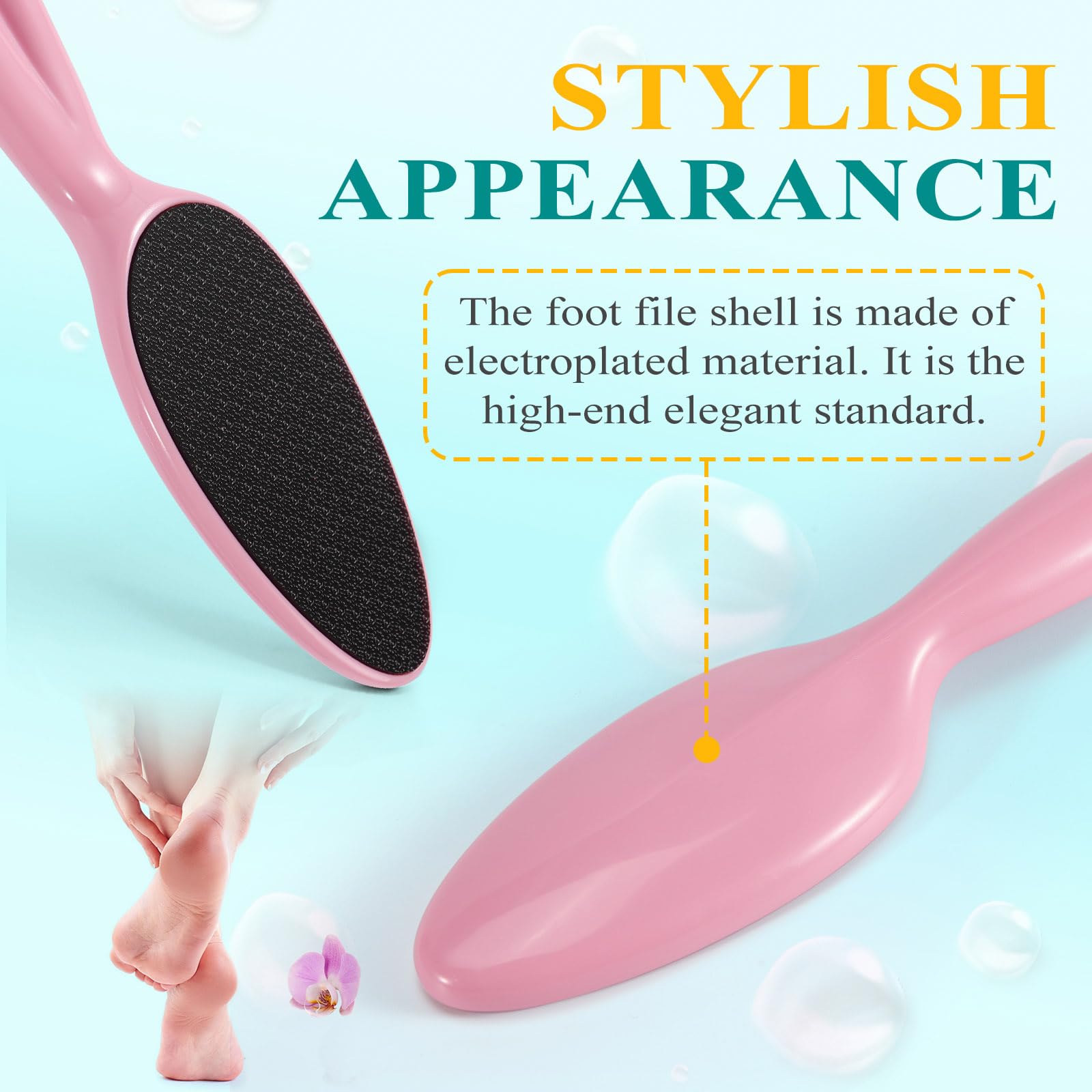 HovuuTuig Glass Foot File, Foot Scrubber for Hard Skin Remover - Foot Callus Remover, Pedicure Tools for Feet Dead Skin, Foot Care for Women and Men, Gentle Effective Heel Scraper (Pink)