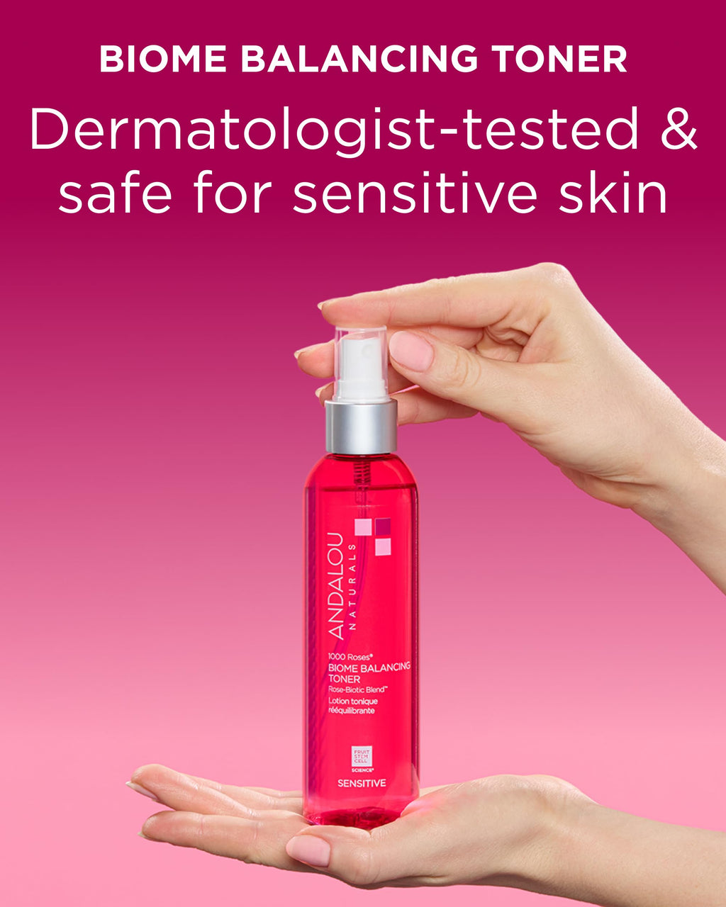 Andalou Naturals 1000 Roses Biome Balancing Toner Spray | Gentle Face Mist with Rose Stem Cells to Help Protect & Strengthen Skin Barrier|Refreshing & Soothing on Sensitive Skin | 6fl oz