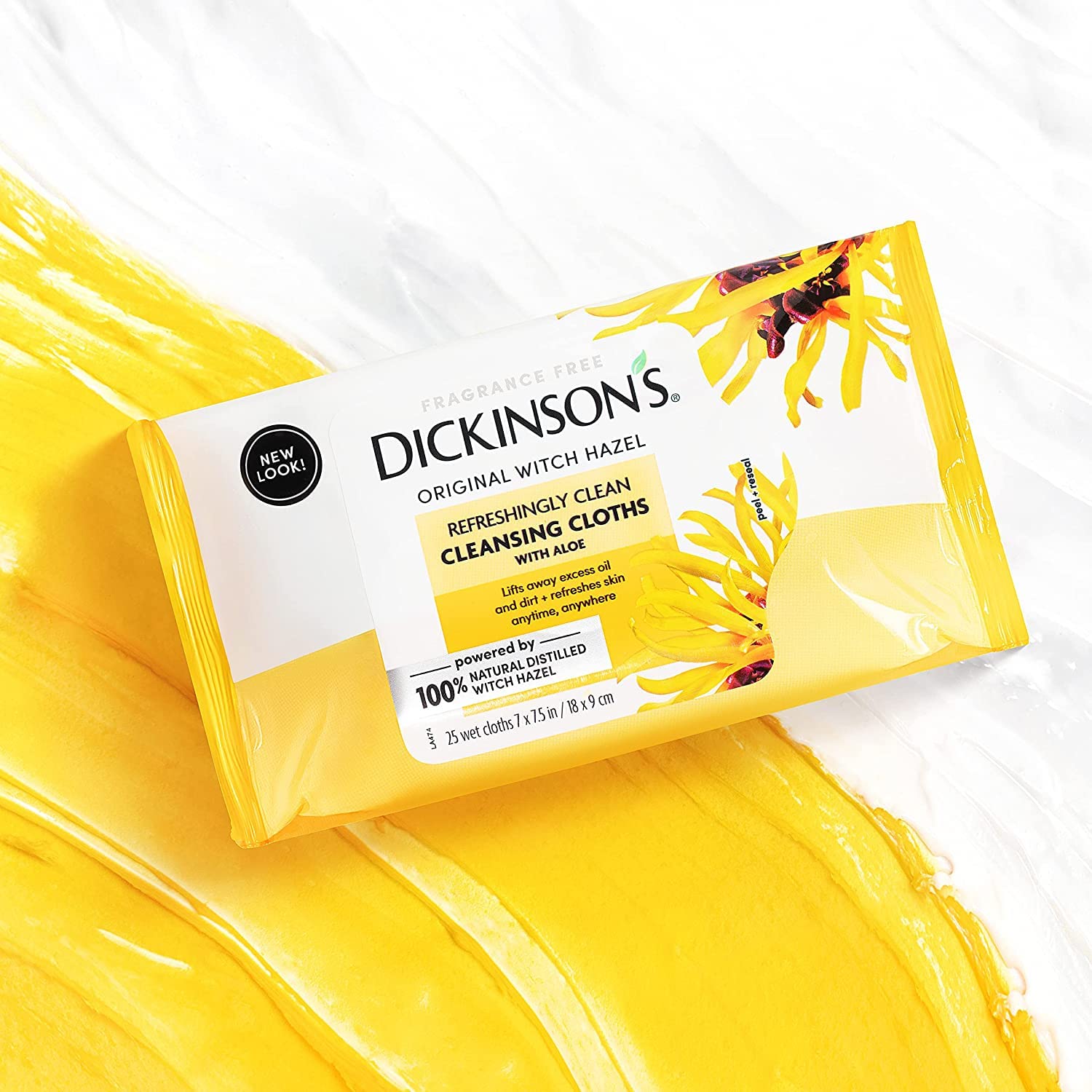 Dickinson's Witch Hazel Cleansing Cloths with Aloe | 25 Ct (Pack of 4)