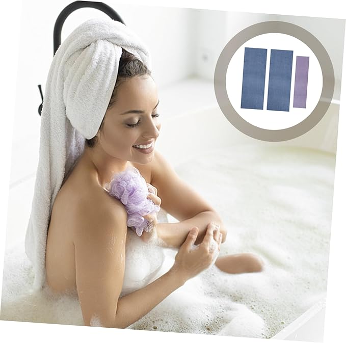 NIYANGLE 3pcs Long-strap Back Rub Towel Exfoliating Mitt for Shower for Body Wash Massage Spa