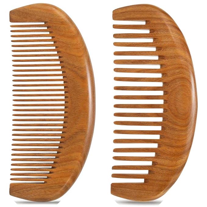 Moreinday 2 Pack Wooden Comb, Beard Comb for Men, Hair Combs for Women