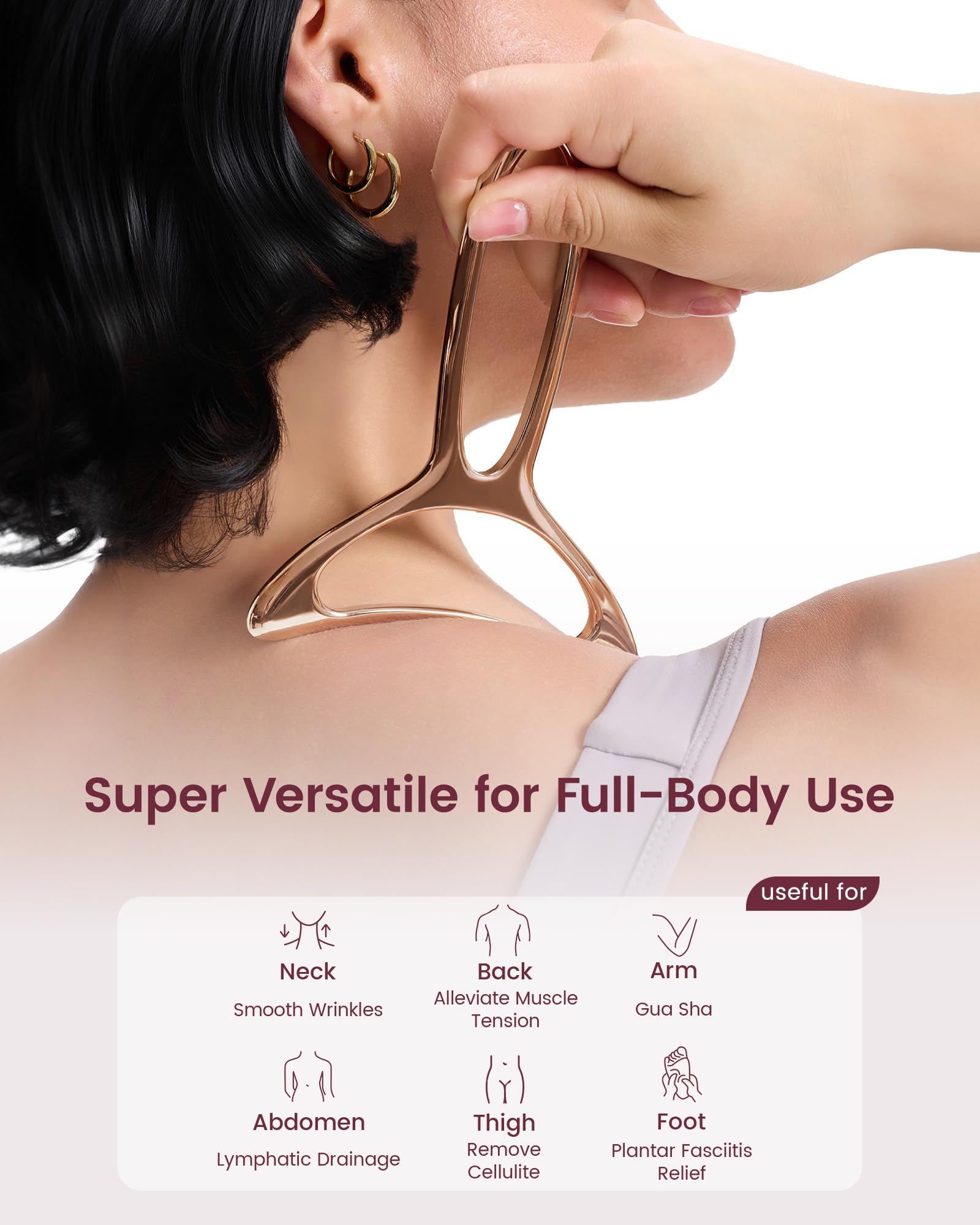 lifechill Lymphatic Drainage Massager & Anti Cellulite Massage Tools for Body Sculpting, Metal Gua Sha & Muscle Scraper Tool Pain Relief Deep Tissue, Gifts for Women, Gold (M)