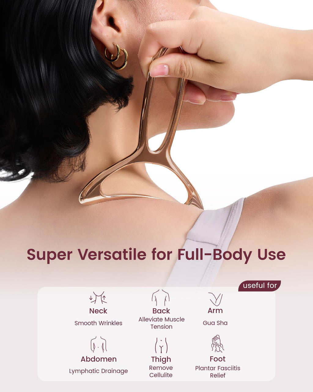 lifechill Lymphatic Drainage Massager & Anti Cellulite Massage Tools for Body Sculpting, Metal Gua Sha & Muscle Scraper Tool Pain Relief Deep Tissue, Gifts for Women, Gold (M)