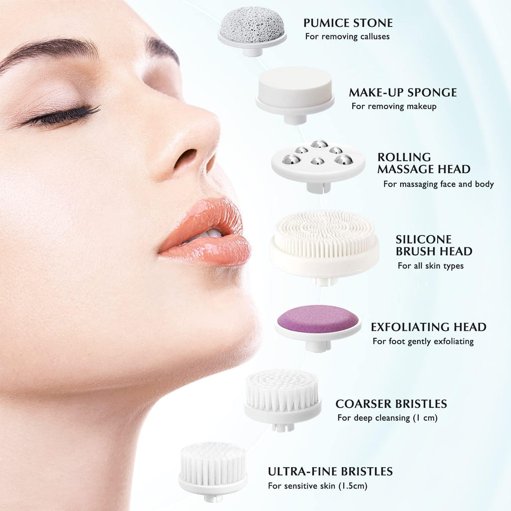 COSLUS Facial Cleansing Brush Face Scrubber, 7-in-1 Rotating Design