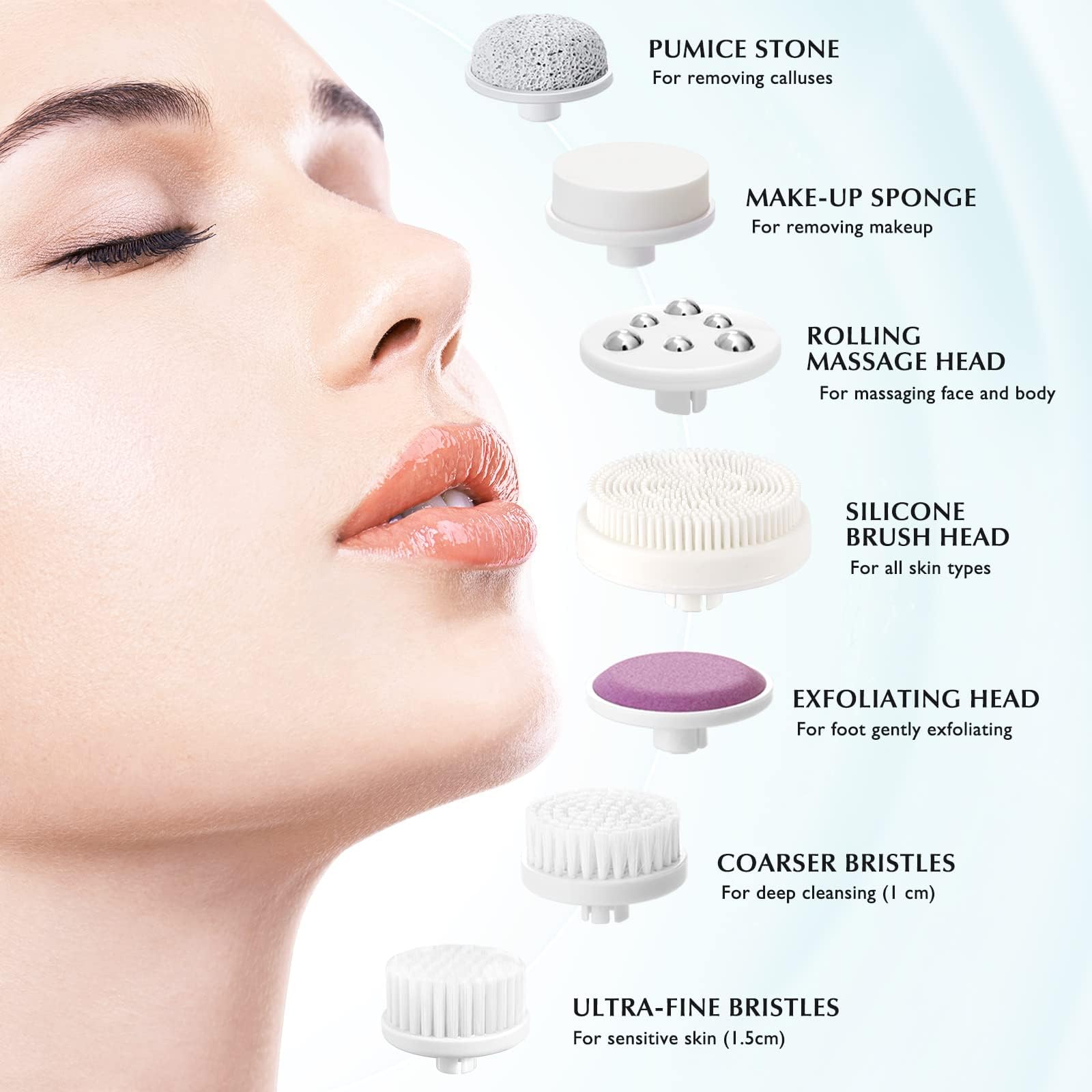 COSLUS Facial Cleansing Brush Face Scrubber, 7-in-1 Rotating Design
