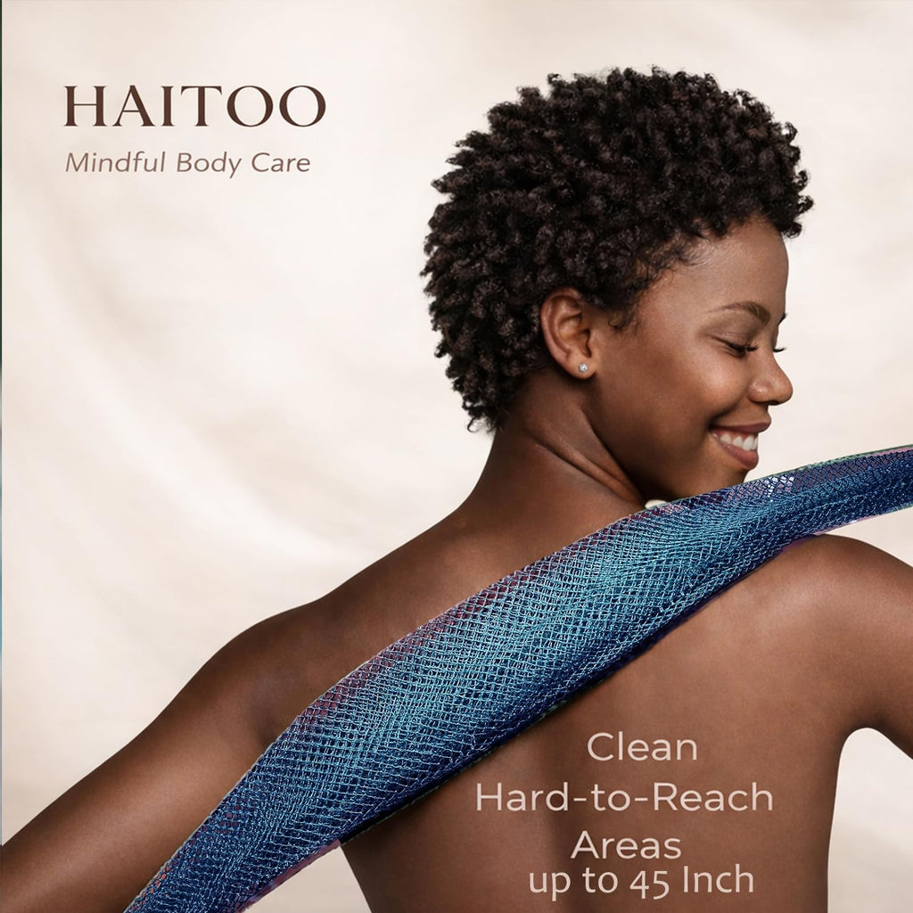 African Net Sponge Authentic, 3 Pieces African Exfoliating Net Sponge Body Back Scrubber Exfoliating Washcloth for Shower Bath for All Types Skin (Brown+Yellow+Green, 3 Pcs)