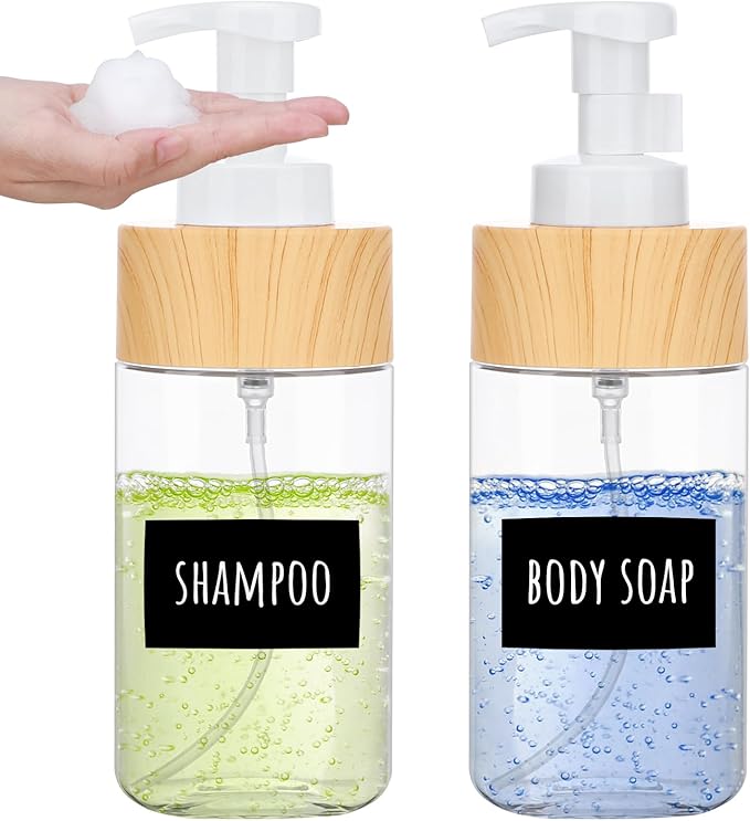 Segbeauty Foaming Soap Dispenser Pump Bottles, 2 Pack of 16.9oz Refillable Plastic Container for Liquid Soap, 500ml Clear Press Foam Hand Soap Dispenser for Modern Bathroom Kitchen Farmhouse Decor