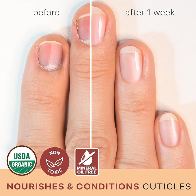 Organic Nail and Cuticle Oil - USA Made Nail Oil for Growth & Strength