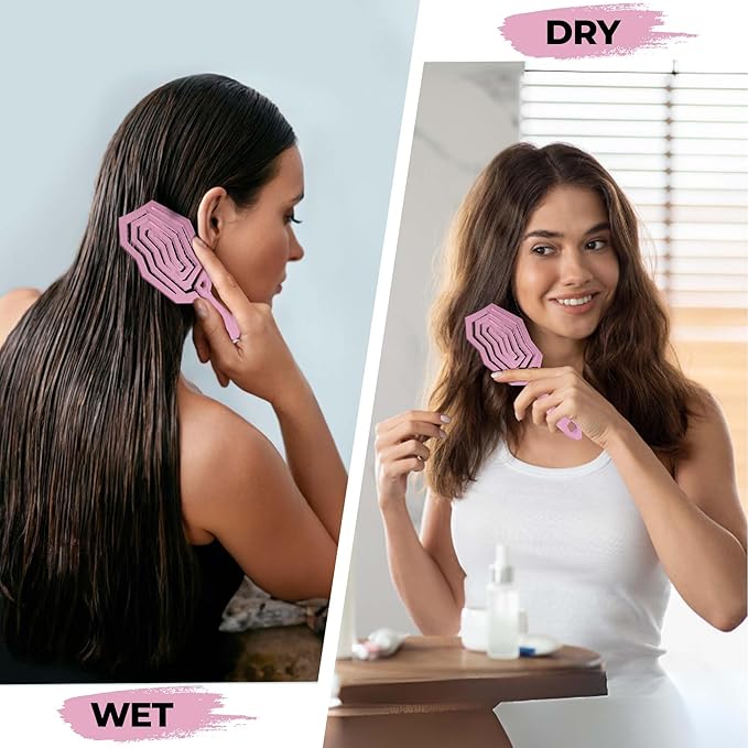 Detangler Brush For Women, Men & Kids - Vented Anti-Static Brush With 360 Flex Gently Removes Knots, Dry & Wet Use For Thick, Fine, Natural & Curly Hair