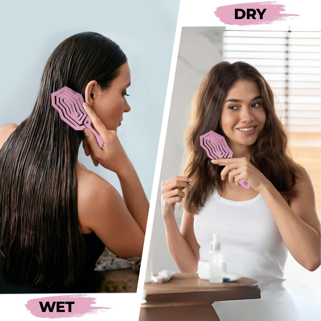 Detangler Brush For Women, Men & Kids - Vented Anti-Static Brush With 360 Flex Gently Removes Knots, Dry & Wet Use For Thick, Fine, Natural & Curly Hair