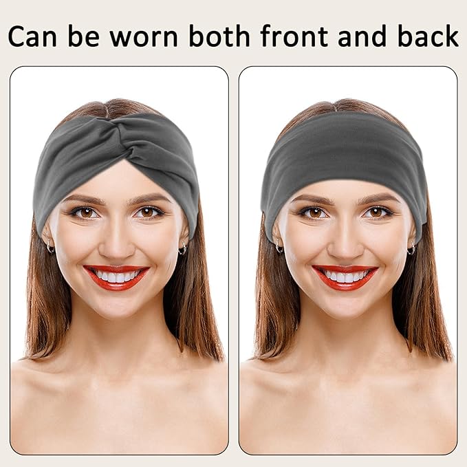 10 Pcs Wide Headbands for Women Non Slip, Stretchy Turban Hair Bands for Big Hair, Extra Thick Sports Headwrap for Workout Running Yoga, Colorful Elastic Hair Accessories for Ladies Gifts (10 Color1)