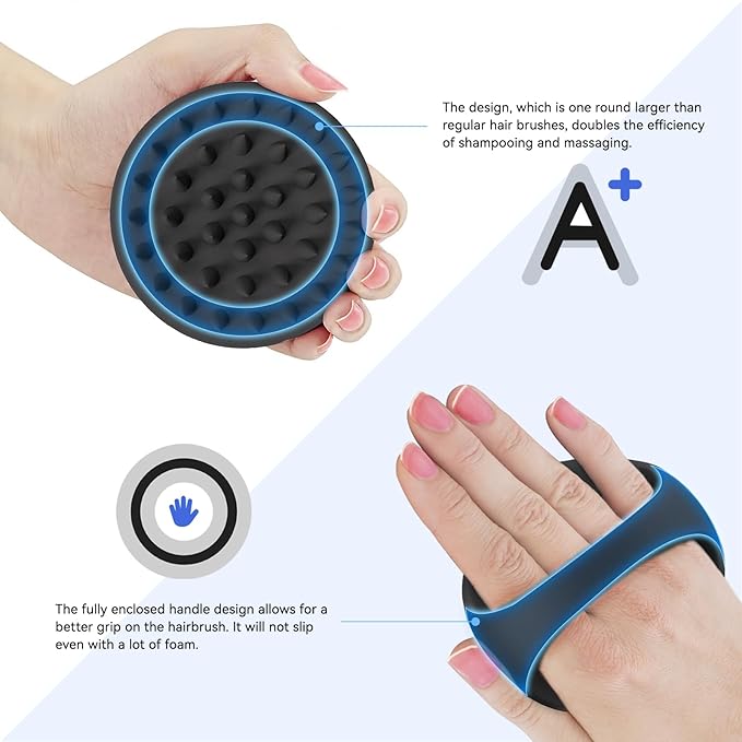 Ithyes 38 Finger Enlarged Scalp Massager Hair Growth,Head Massager,Silicone Scalp Brush Shampoo Brush for Hair Care,Scalp Scrubber,Hair Brush Wet Dry Comb,Scalp Exfoliator for Men Women Pets (Black)