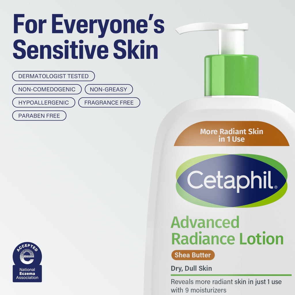 Cetaphil Advanced Radiance Body Lotion, Dry, Sensitive Skin, 16oz, 2ct