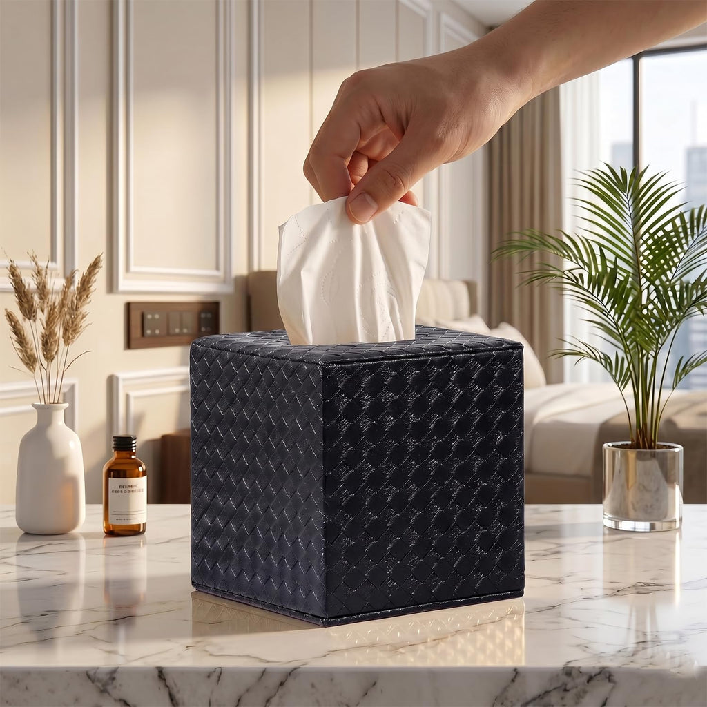 Black Tissue Box Cover, Square, Tissue Box Holders for Bathroom Accessories