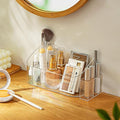 MORNITE Bathroom Counter Shelf Vanity Trays, Makeup Organizer Tray with 9 Compartments, Trays Holders for Medicine Bathroom Cabinet, Clear