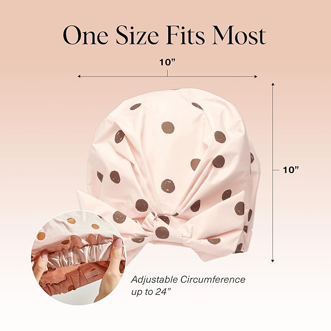 Kitsch Luxury Large Shower Cap for Women - Blush Dot