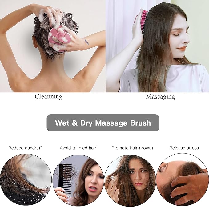 One-piece Silicone Scalp Massager Shampoo Brush Hair Wash Scrubber, 4pcs