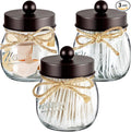 SheeChung 3 Pack Qtip Holder for Bathroom, Cotton Swab Holders, Bathroom Decor, Apothecary Jars with Lids for Cotton Round Pads, Balls, Floss Picks - Bronze