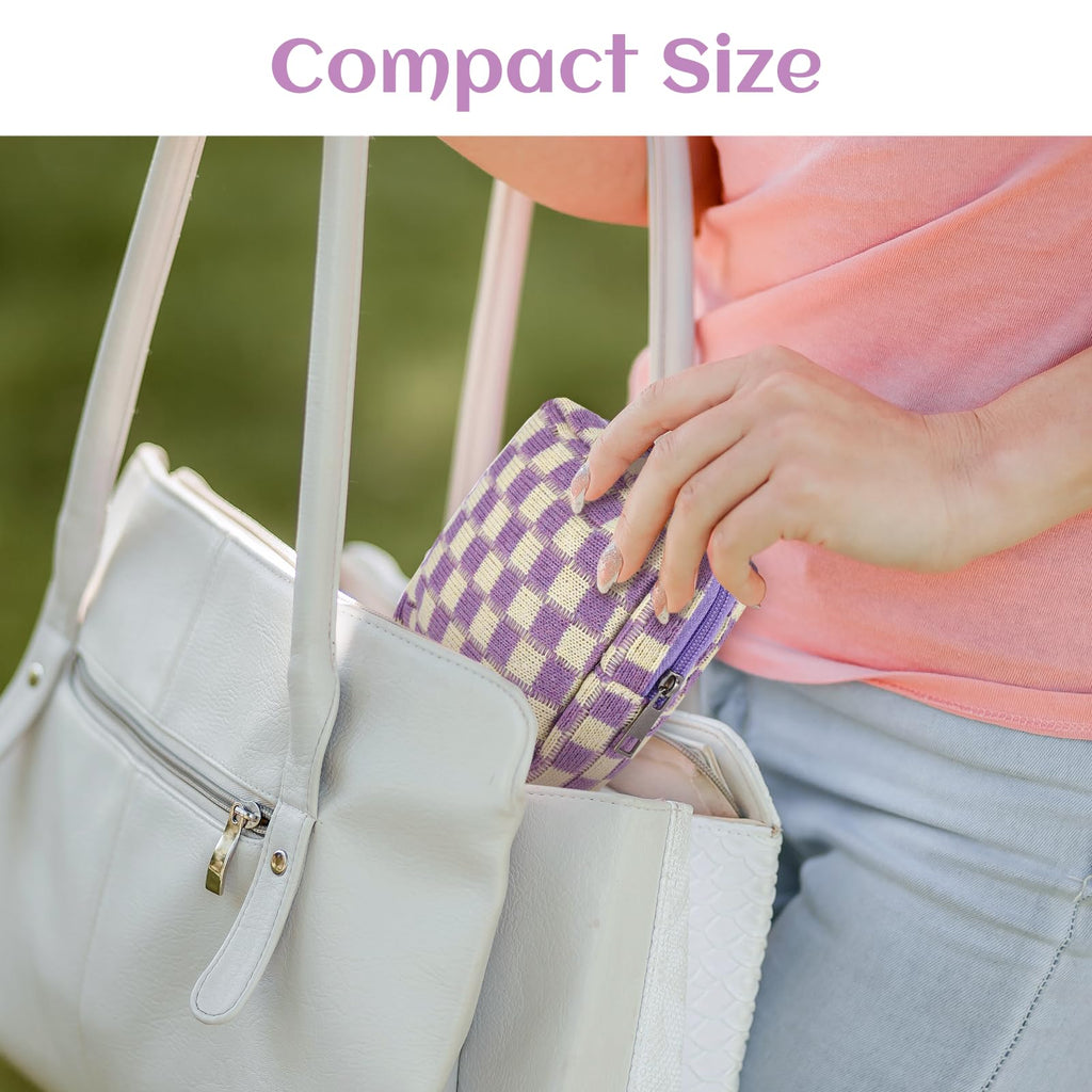4Pcs Sanitary Napkin Storage Bag, Portable Period Bag for Teen Girls Woman, Pad Pouch Tampon for Purse, Reusable Zipper Period Pouches for Teen School Office Travel Feminine Care Organizer, Plaid