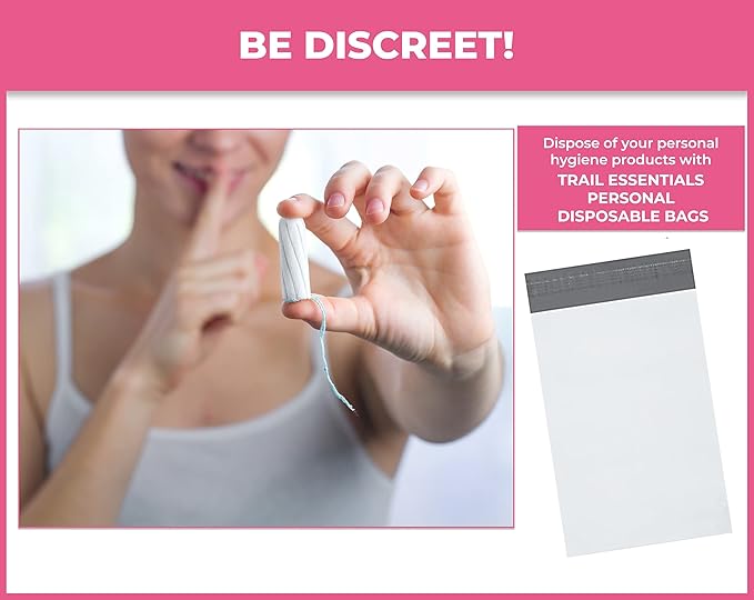 Feminine Personal Disposal Seal Bags- 100 White Opaque Seal Bags for Sanitary, Discreet Disposal for Tampons, Pads, and Liners (Black)