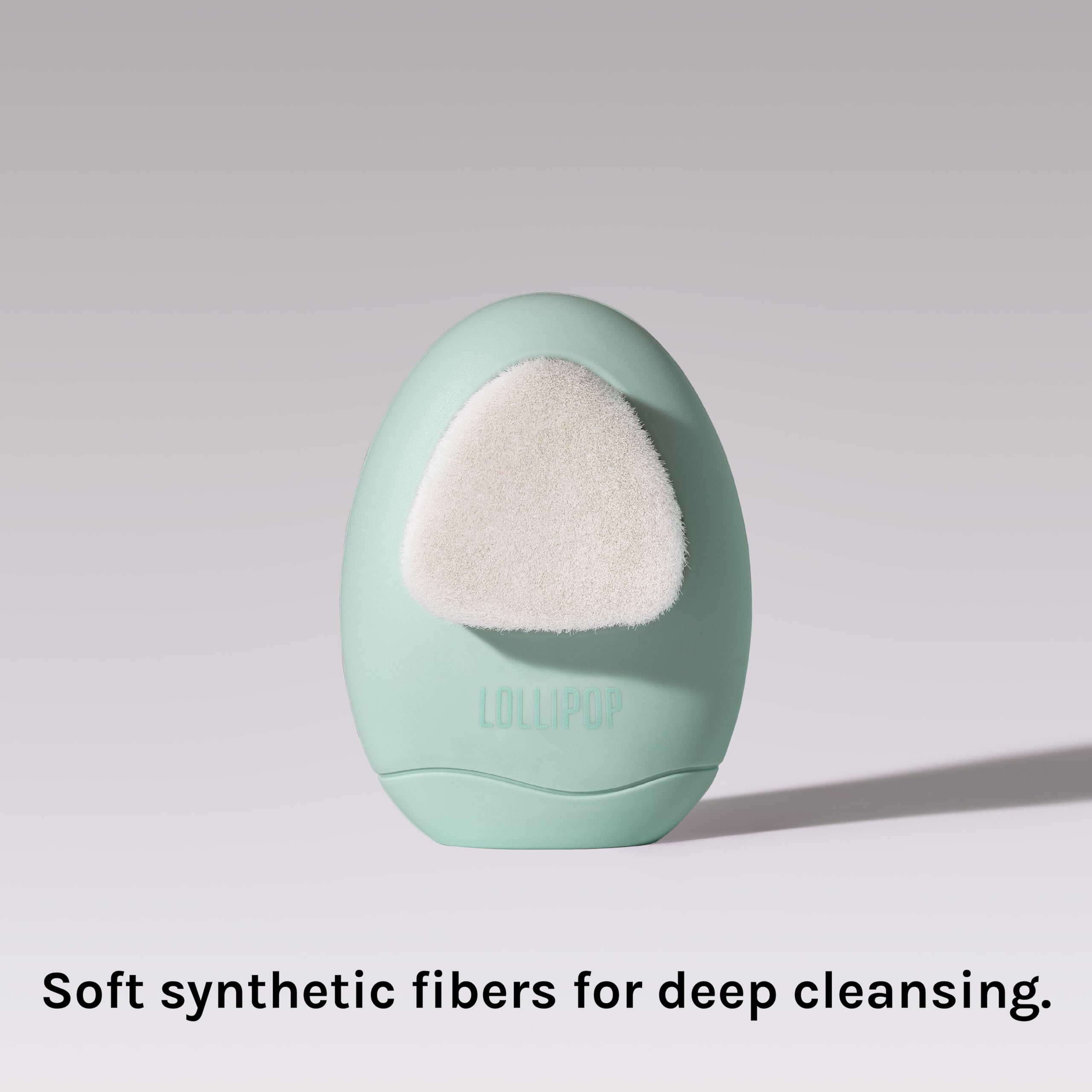 LOLLIPOP Dual-Sided Facial Cleansing Brush | Palm Size Silicone Face Exfoliator and Soft Fiber Cleanser | Manual Face Scrubber for Pores, Makeup Removal, Blackhead and Skincare Routine, Minty