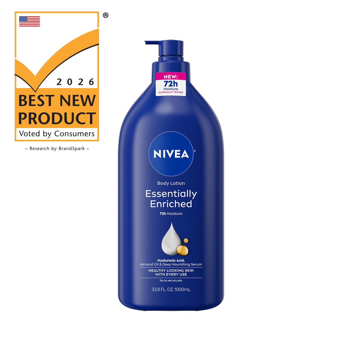 NIVEA Essentially Enriched Body Lotion Very Dry Skin, Almond Oil 33.8 Fl Oz