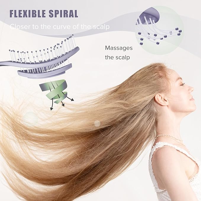 SHINLEA Detangle Hair Brush, Detangling Wet & Dry Spiral Hairbrush for Women, Men, Kids, Vented Detangler for Blow Drying, Glide Through Tangles For All Hair Types (Purple)