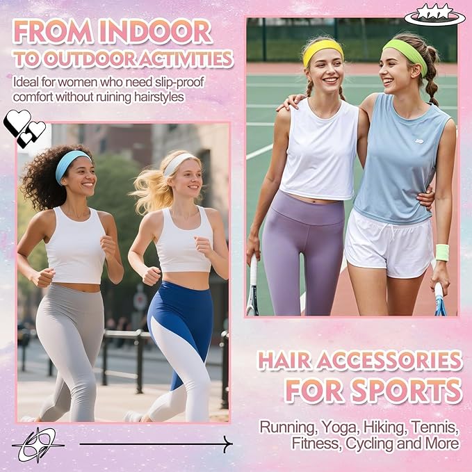 8Pcs Headbands for Women Girls Valentines Day Gifts, Stretchy Soft Neon Head Bands Gift Set Woman Gift for Her Fashion Hair Accessories hairband Galentines Gifts Christmas Easter Basket Stuffers