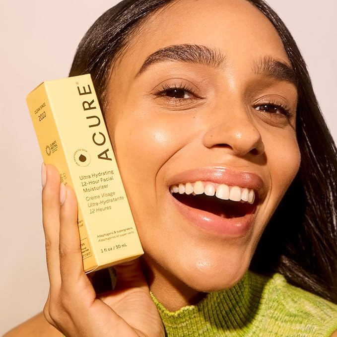 Acure Ultra Hydrating 12 Hour Facial Cream - Intense Face Moisturizer for Women & Men, Hydrating Lotion to Tone & Replenish Dry Skin with Ashwagandha, Holy Basil & Antioxidants, Vegan - 1.7 fl oz